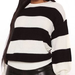 Autumn Dreams Striped Sweater - Black/White